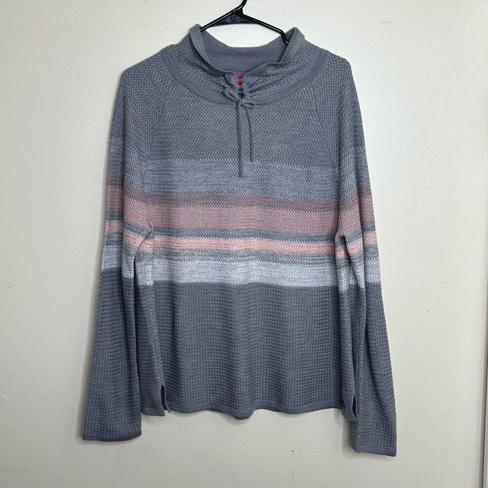 Krimson Klover Sweater Tunic Gray Pink Striped Wool Silk Blend size‎ Large